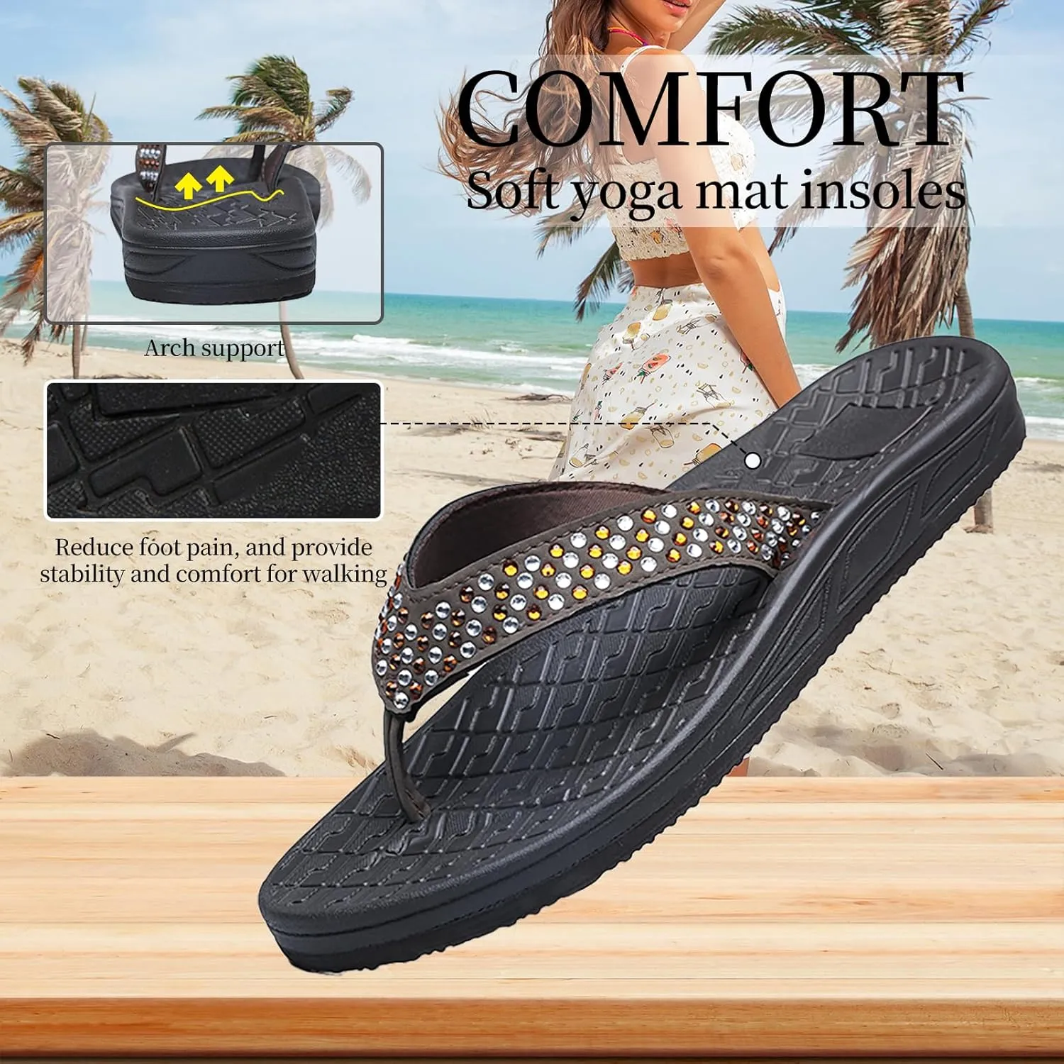 Women's flip-flops Sandals Summer beach slippers Classic comfort Lightweight casual non-slip durable flip-flops suitable for indoor and outdoor