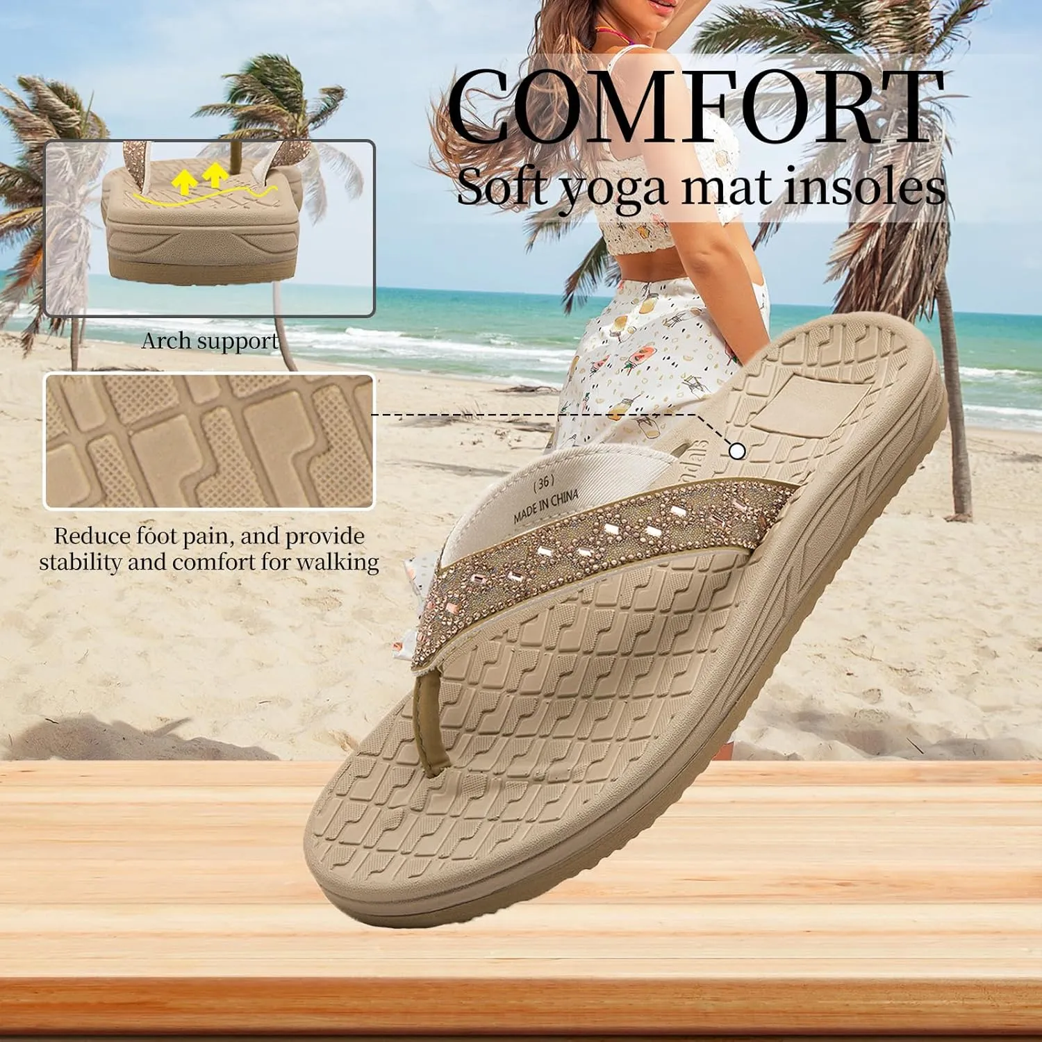 Women's flip-flops Sandals Summer beach slippers Classic comfort Lightweight casual non-slip durable flip-flops suitable for indoor and outdoor