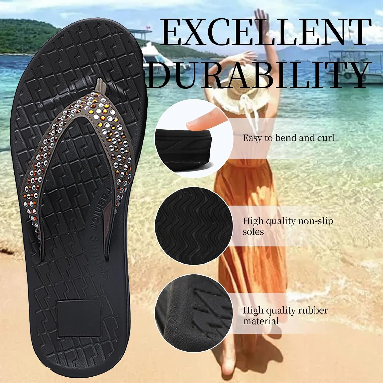 Women's flip-flops Sandals Summer beach slippers Classic comfort Lightweight casual non-slip durable flip-flops suitable for indoor and outdoor