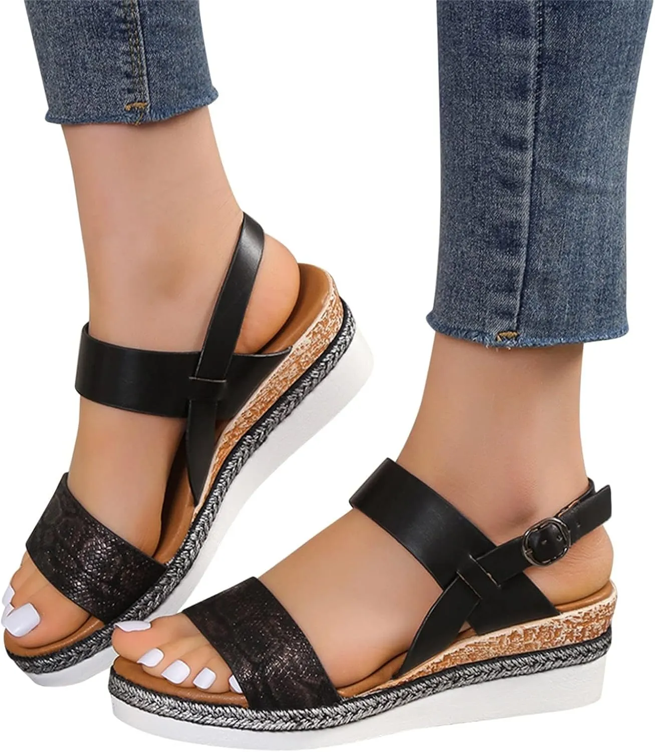 Womens High Wedge Sandals Comfortable Dressy Ankle Strap Platform Shoes Boho Beach Summer Sandals