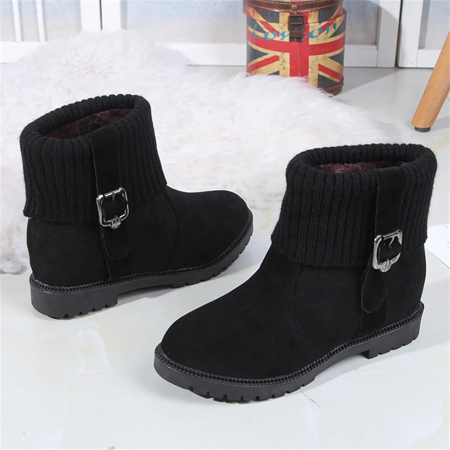 Women's Leather Boots Fashionable Versatile Winter Boots Cold Proof Snow Boots Tall Snow Boots for Women