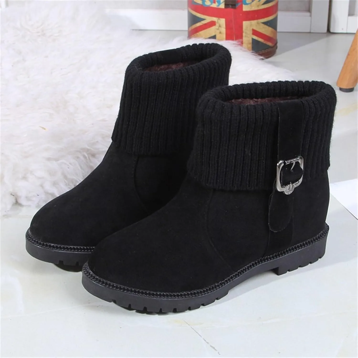 Women's Leather Boots Fashionable Versatile Winter Boots Cold Proof Snow Boots Tall Snow Boots for Women