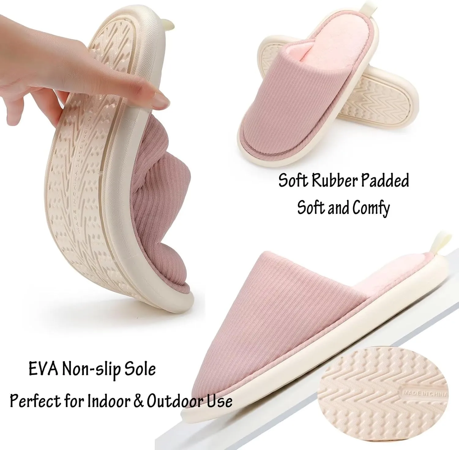 Women's Memory Foam House Slippers Cozy & Comfy Indoor Outdoor Slip-on Shoes for Women