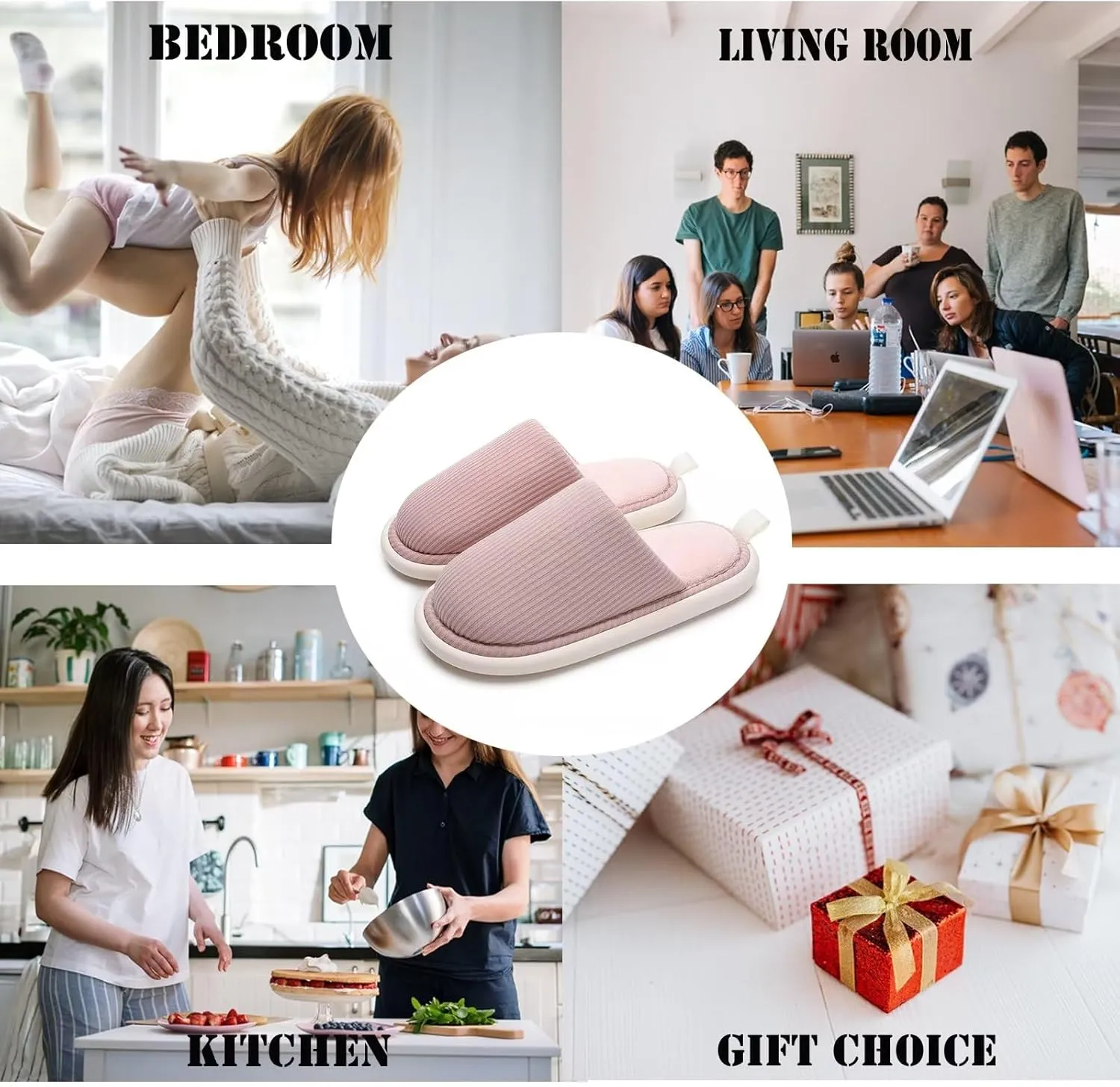 Women's Memory Foam House Slippers Cozy & Comfy Indoor Outdoor Slip-on Shoes for Women