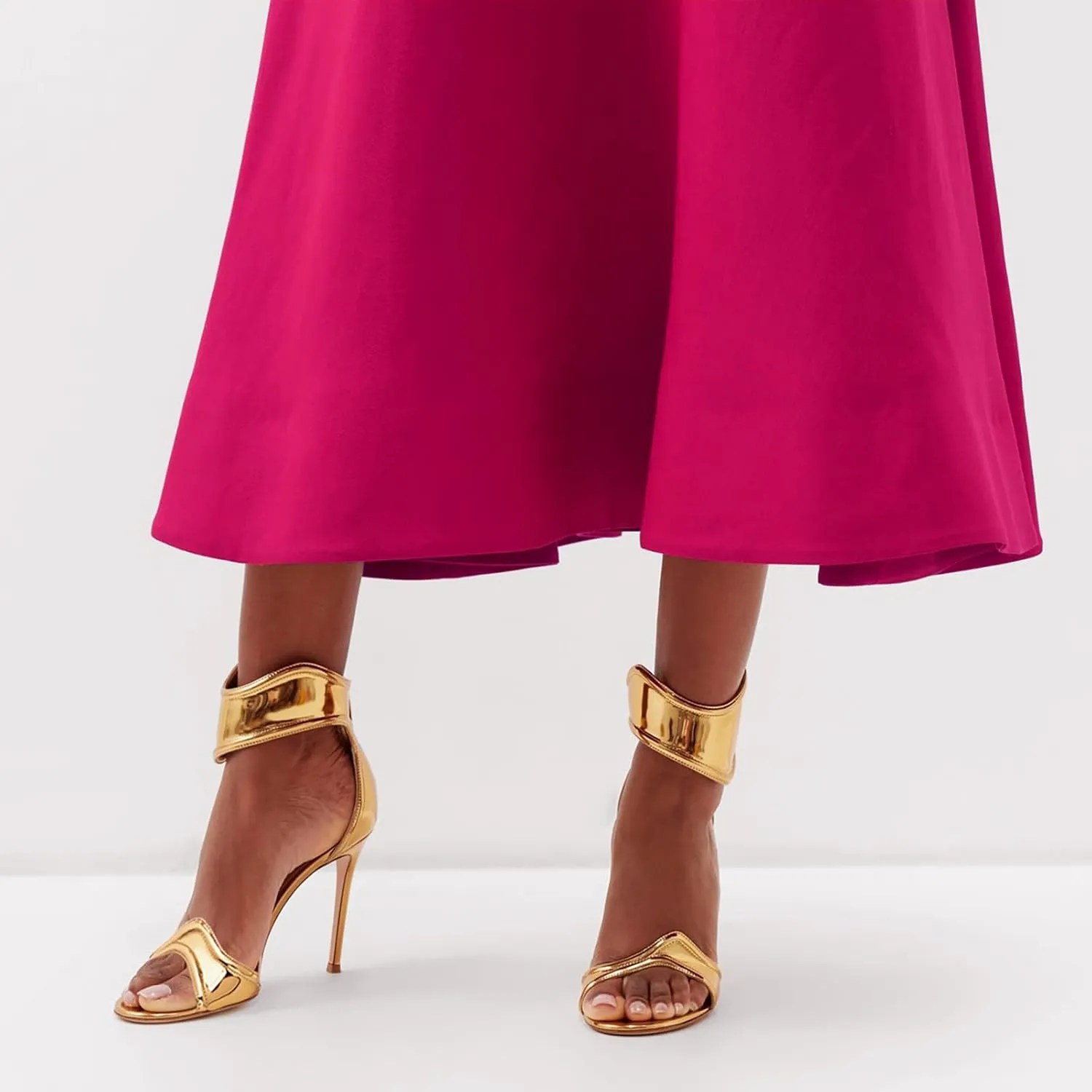 Women's Metallic Pump Open Toe Heel Sandals zipper Dressy Heels Ankle Strap Strappy Heels for Party Wedding Shoes