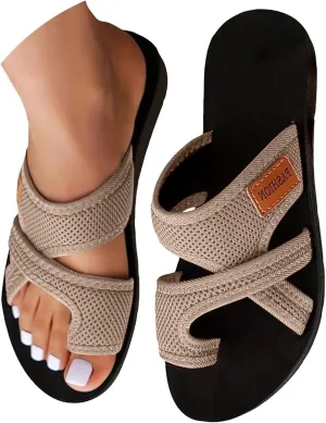 Womens Orthopedic Sandals 2025 Vacation Slide Beach Sandals with Arch Support Breathable Comfortable Flip Flops