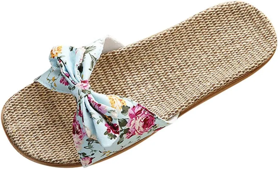 Womens Sandals, Womens Flower Flip-Flops, Summer Clip-Toe Flats, Indoor Outdoor Slippers Light Non-Slip