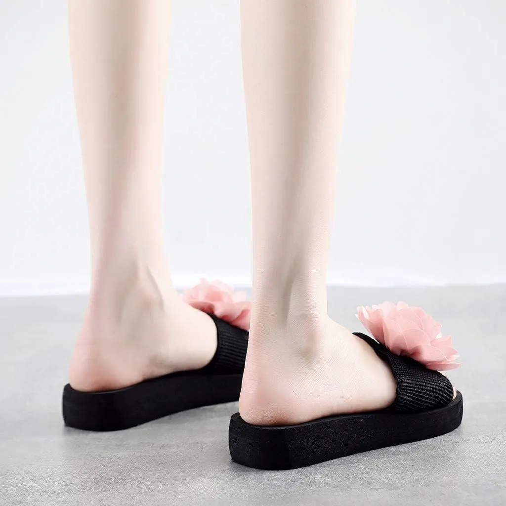 Womens Sandals, Womens Flower Flip-Flops, Summer Clip-Toe Flats, Indoor Outdoor Slippers Light Non-Slip
