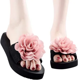 Womens Sandals, Womens Flower Flip-Flops, Summer Clip-Toe Flats, Indoor Outdoor Slippers Light Non-Slip