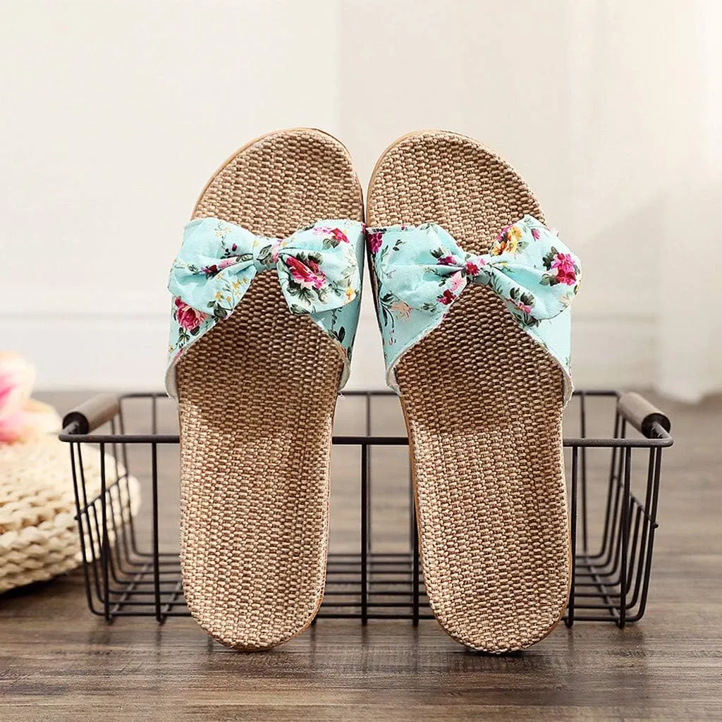 Womens Sandals, Womens Flower Flip-Flops, Summer Clip-Toe Flats, Indoor Outdoor Slippers Light Non-Slip