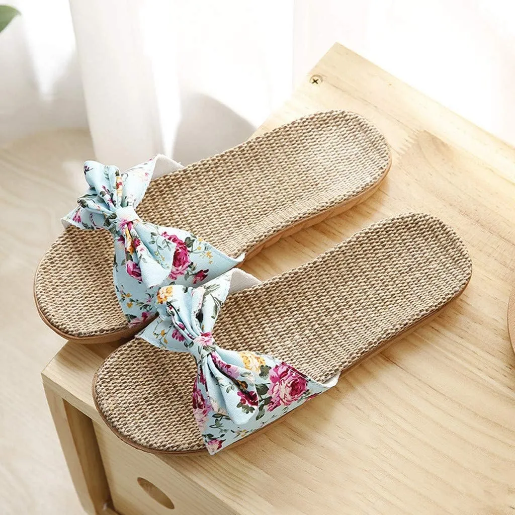 Womens Sandals, Womens Flower Flip-Flops, Summer Clip-Toe Flats, Indoor Outdoor Slippers Light Non-Slip
