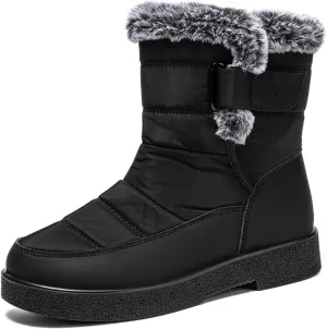 Womens Snow Boots Waterproof, Winter Snow Boots Lightweight Warm Faux Fur Lined Mid-Calf Booties Outdoor Booties Comfortable Furry Mid Calf Warm Shoes for Women