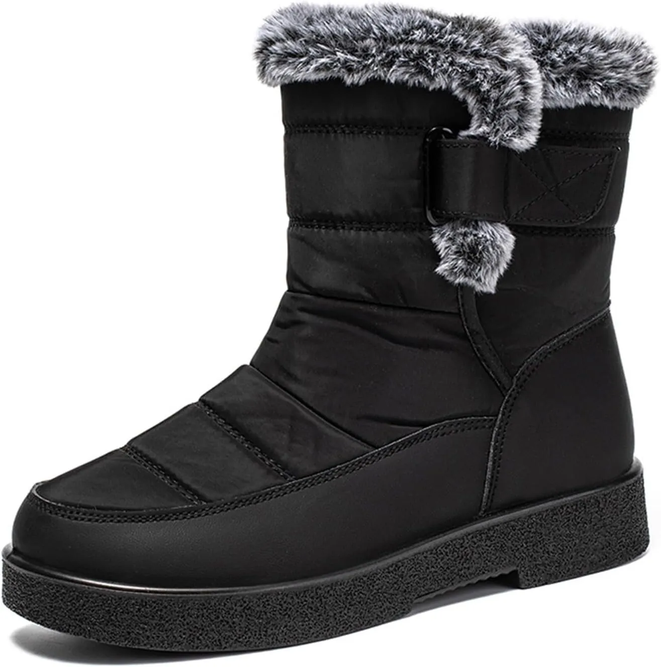Womens Snow Boots Waterproof, Winter Snow Boots Lightweight Warm Faux Fur Lined Mid-Calf Booties Outdoor Booties Comfortable Furry Mid Calf Warm Shoes for Women