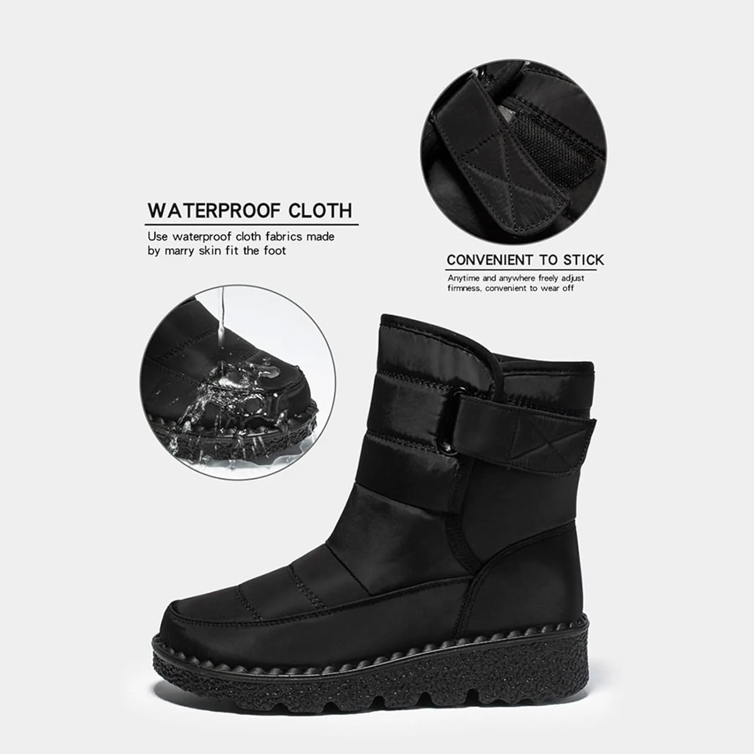 Womens Snow Boots Waterproof, Winter Snow Boots Lightweight Warm Faux Fur Lined Mid-Calf Booties Outdoor Booties Comfortable Furry Mid Calf Warm Shoes for Women