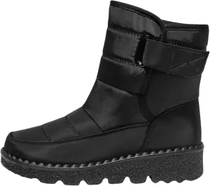 Womens Snow Boots Waterproof, Winter Snow Boots Lightweight Warm Faux Fur Lined Mid-Calf Booties Outdoor Booties Comfortable Furry Mid Calf Warm Shoes for Women