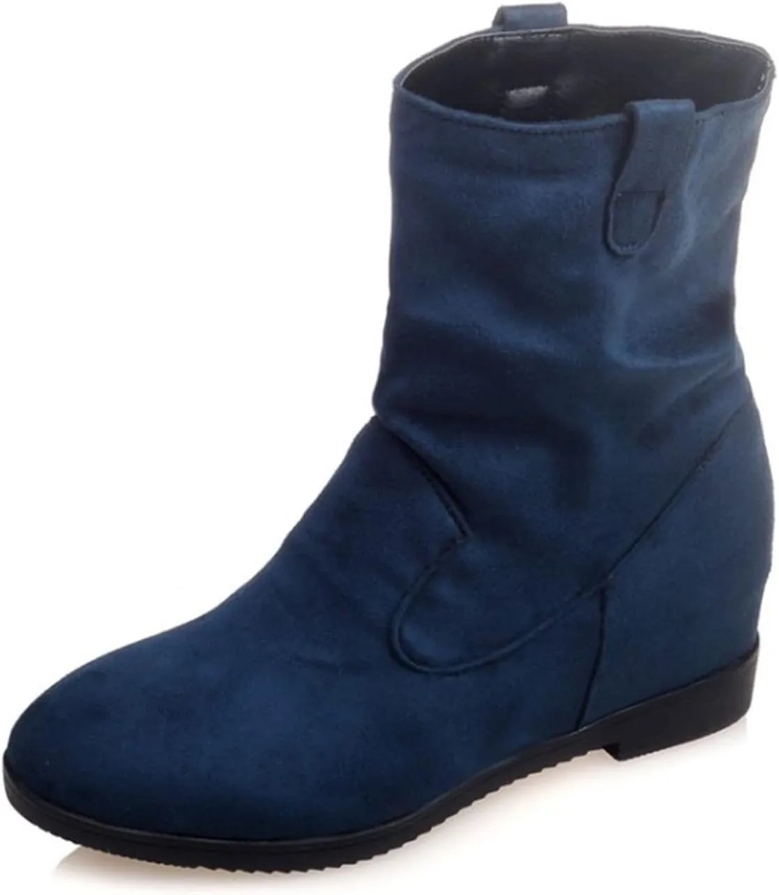Women's Suede Mid Calf Boots Round Toe Wedge Heel Winter Snow Boots Outdoor Warm Ankle Booties