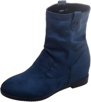 Women's Suede Mid Calf Boots Round Toe Wedge Heel Winter Snow Boots Outdoor Warm Ankle Booties
