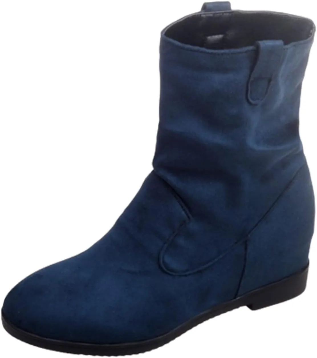 Women's Suede Mid Calf Boots Round Toe Wedge Heel Winter Snow Boots Outdoor Warm Ankle Booties