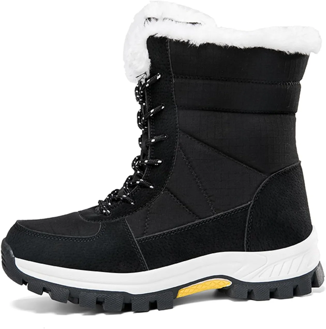 Women's Thick Bottom Snow Boots Fleece Lined Warm Boots Lace Up Mid Calf Boots Winter Outdoor Warm Winter Shoes