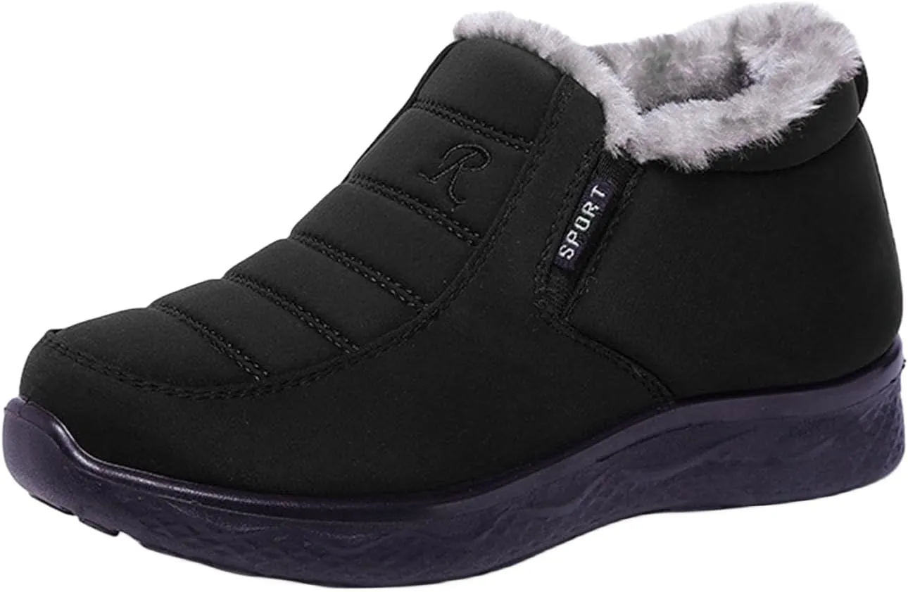 Women's Warm Fur Lined Snow Boots Waterproof Ankle Boots Outdoor Booties Comfortable Winter Shoes for Women