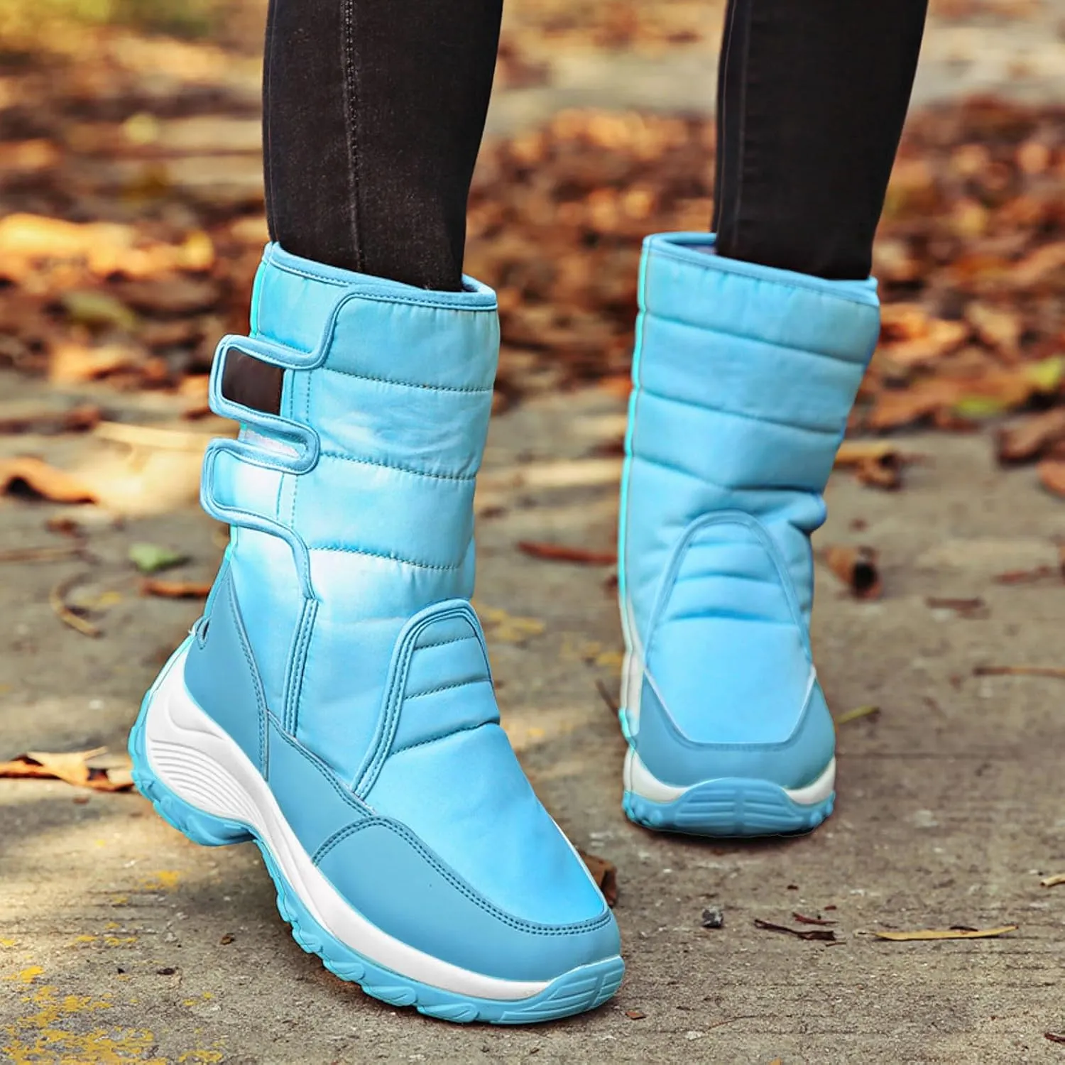 Women's Waterproof Snow Boot Fur Lined Boots Mid Calf Boots Anti-Slip Warm Boots Winter Boots Wide Width Ski Boots