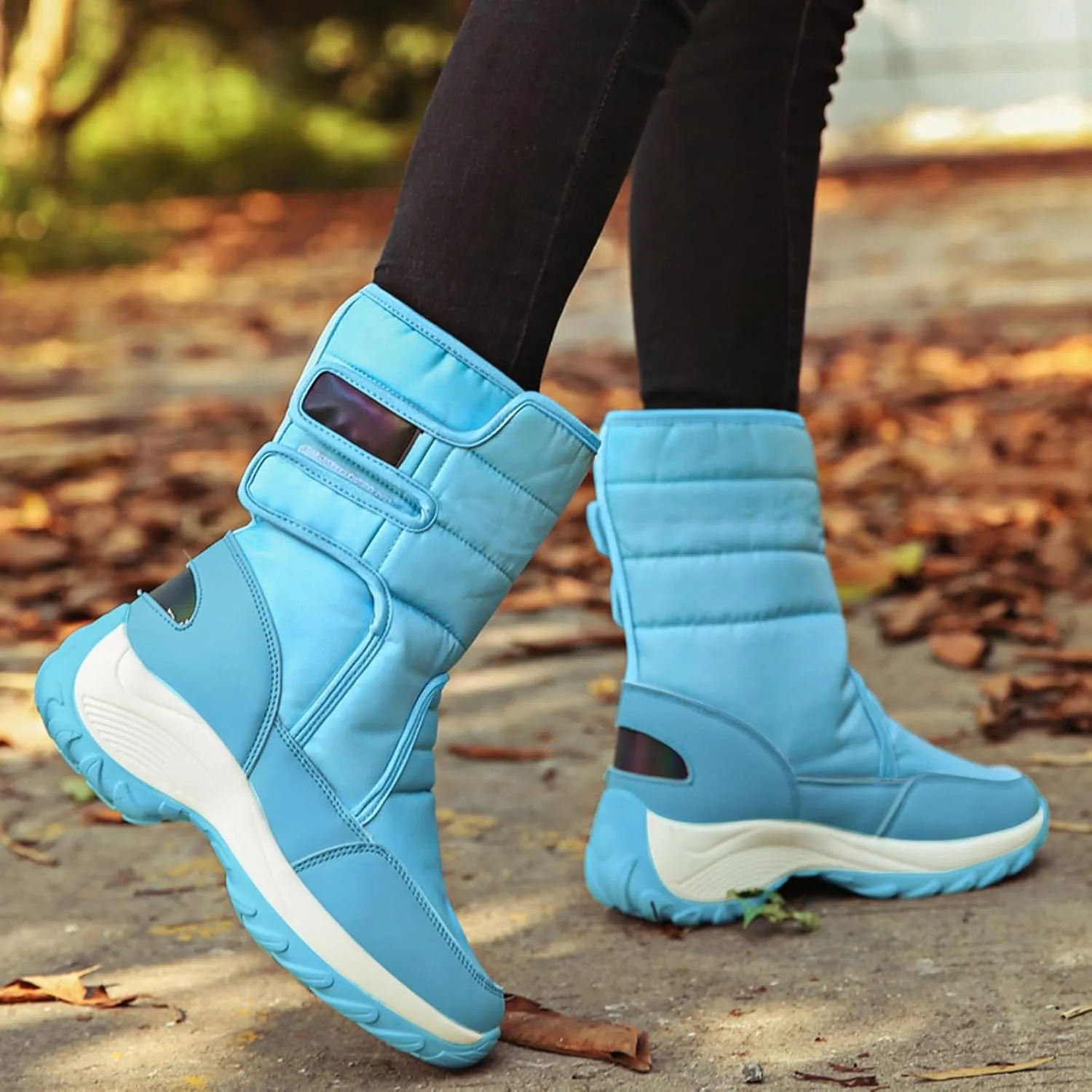 Women's Waterproof Snow Boot Fur Lined Boots Mid Calf Boots Anti-Slip Warm Boots Winter Boots Wide Width Ski Boots