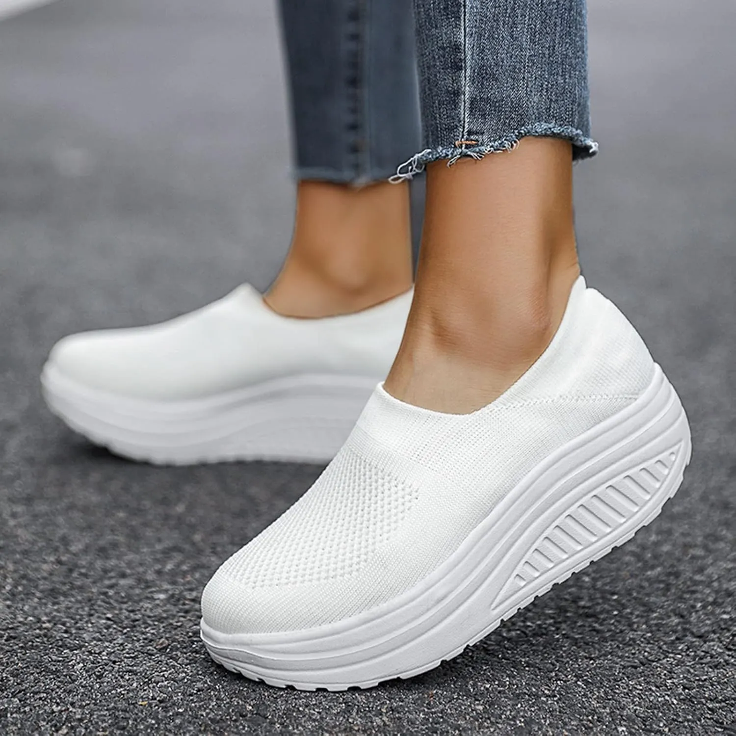 Womens White Sneakers Casual Wide Zapato Antiderrapante Mujer Womens Slip On Athletic Shoes Wide Width Women Sneakers Size 6 Wide Zapatillas De Mujer Con Tacon