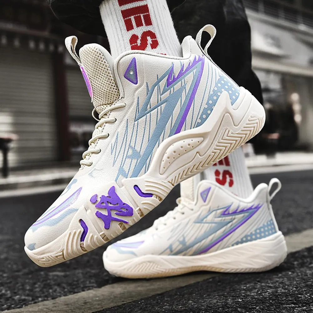 YAXE Unisex High Top Breathable Mesh Basketball Shoes Lightweight Shock Absorption and Training Sneakers