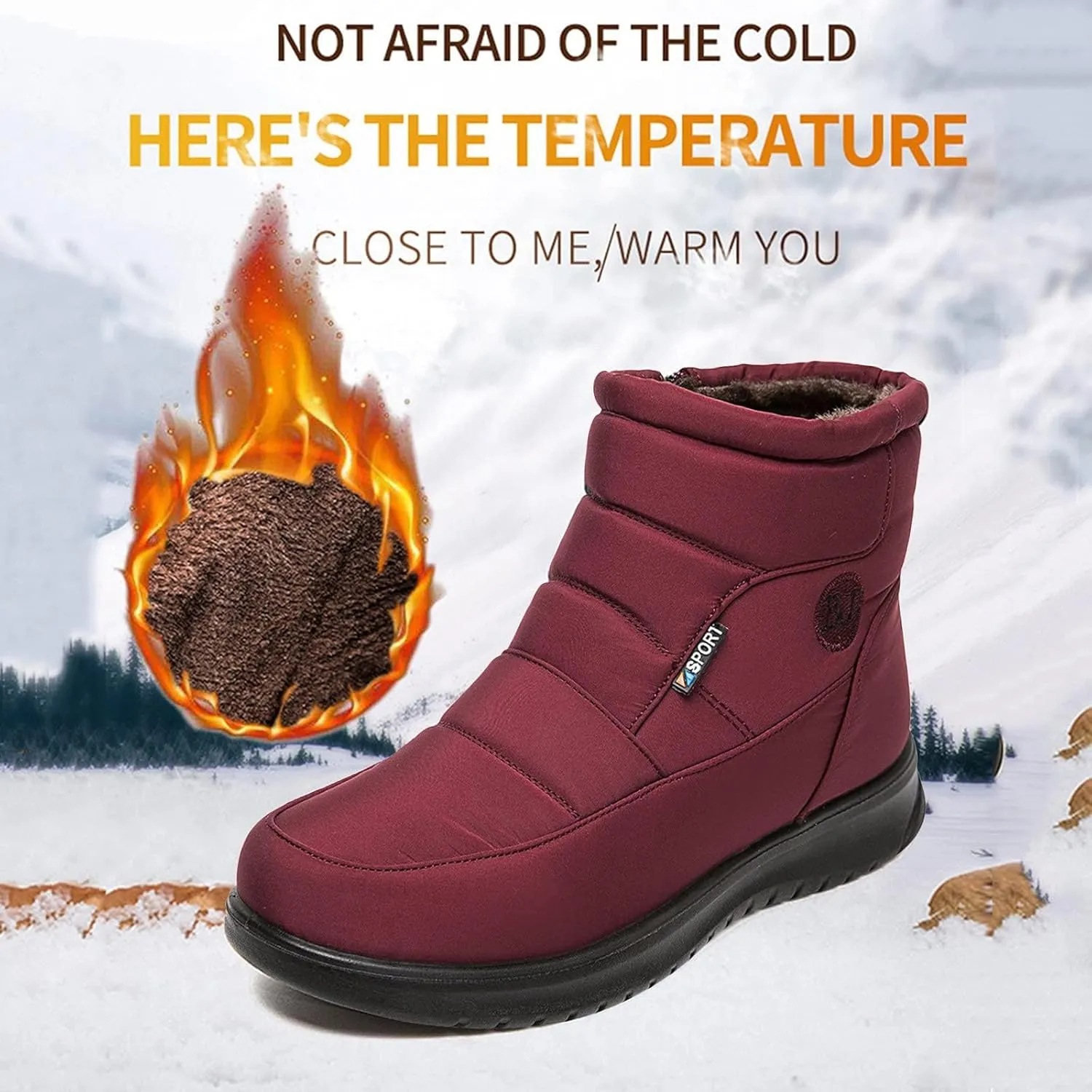 ZBYY Womens Warm Fur Lined Winter Snow Boots Waterproof Ankle Boots Outdoor Booties Comfortable Shoes for Women